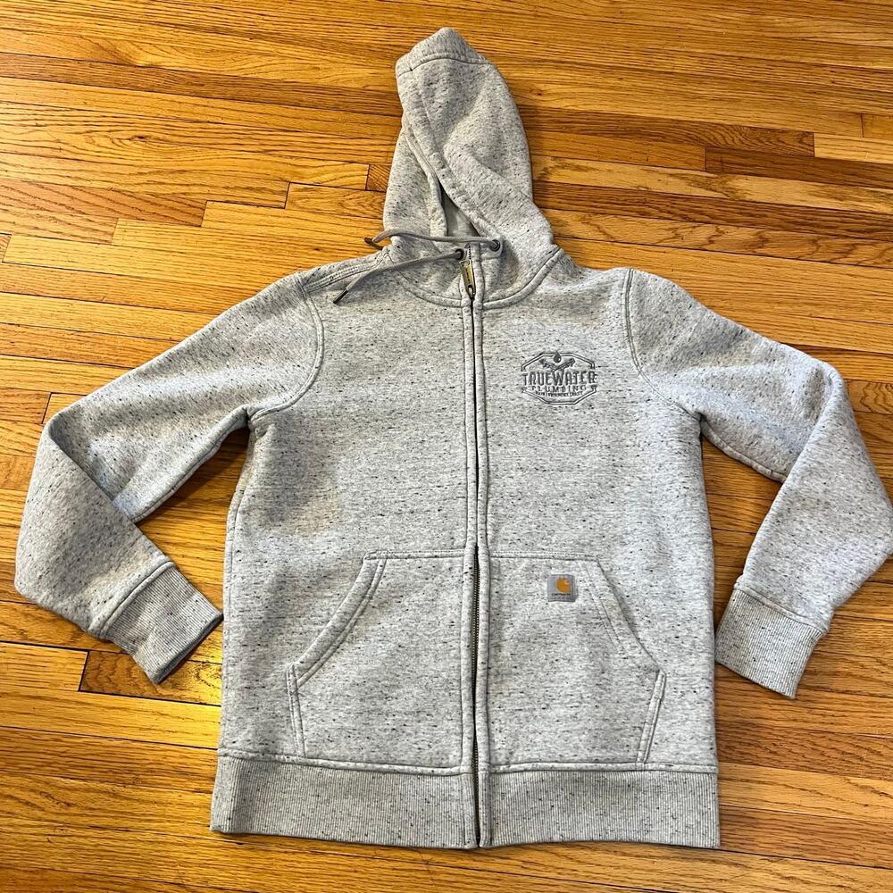 Carhartt Hoodie Womens Small Gray Full Zip Relaxed Sweatshirt